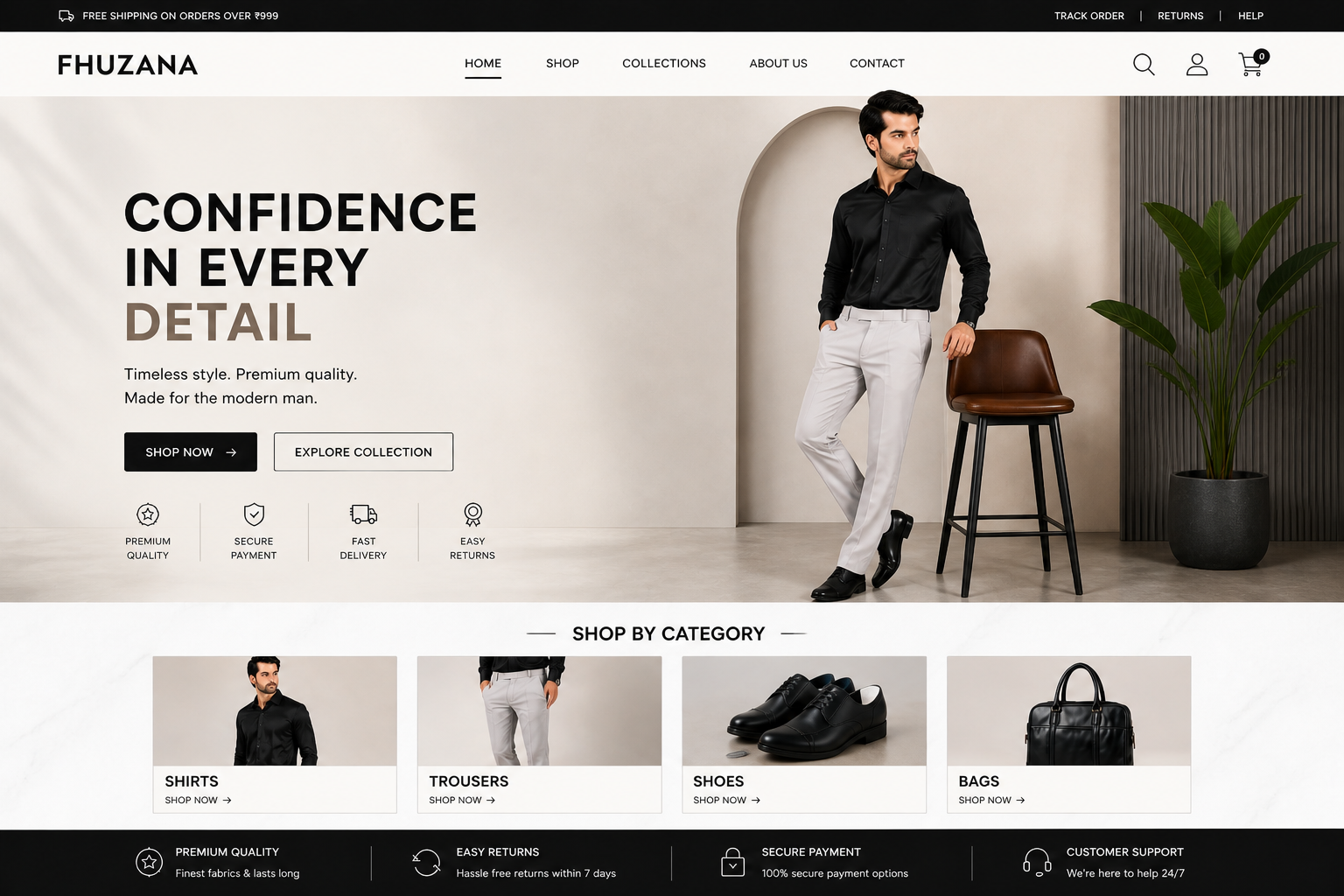 Fhuzana premium men's trousers collection featuring modern fashion and stylish design.