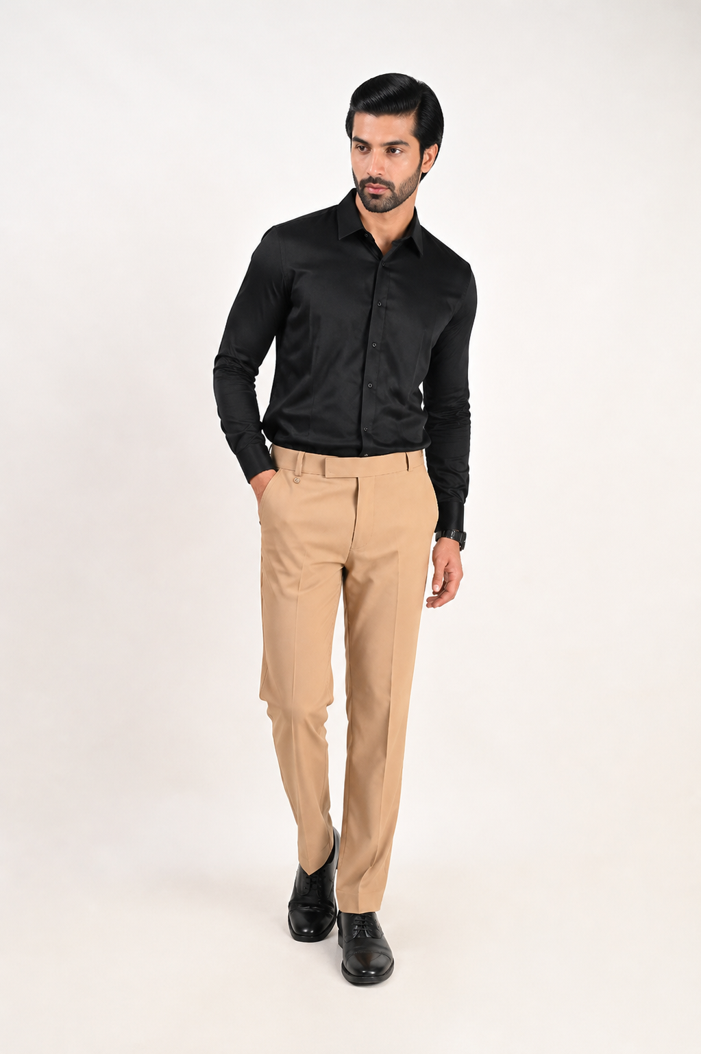 Fhuzana Beige Formal Pants for Men with Premium Tailored Fit and Modern Business Style